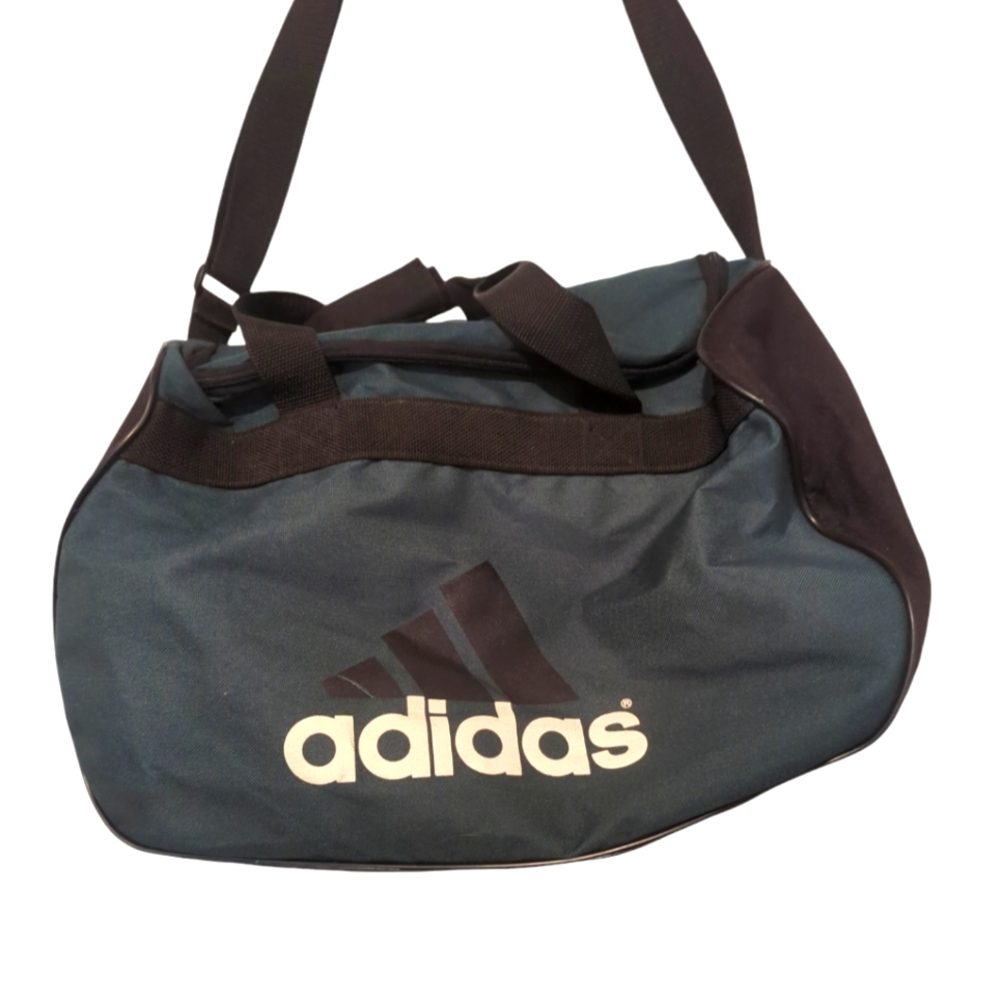 Adidas Duffle Gym Bag Short Handle & Shoulder Strap Black Green White Medium